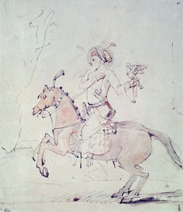 Shah Jehan con falco a cavallo