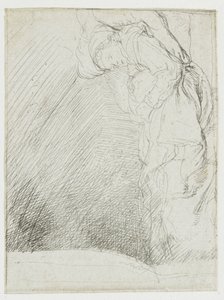 Foglio di studi, con una donna malata distesa a letto da Rembrandt van Rijn
