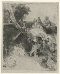 San Girolamo che legge in un paesaggio italiano da Rembrandt van Rijn