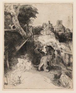 San Girolamo che legge in un paesaggio italiano da Rembrandt van Rijn