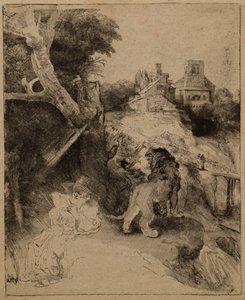 San Girolamo che legge in un paesaggio italiano da Rembrandt van Rijn