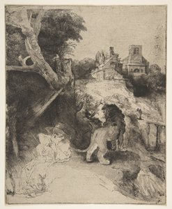 San Girolamo che Legge in un Paesaggio Italiano da Rembrandt van Rijn