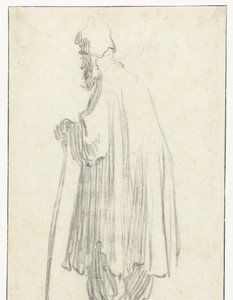Uomo in piedi con un bastone, rivolto a sinistra da Rembrandt van Rijn