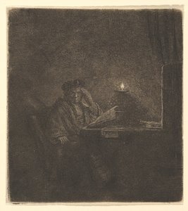 Studente a un tavolo alla luce di una candela, ca. 1642 da Rembrandt van Rijn