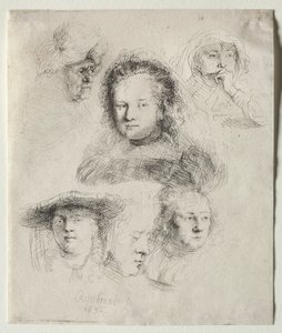 Studi della testa di Saskia e altri, 1636