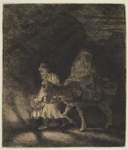 La fuga in Egitto: una scena notturna da Rembrandt van Rijn