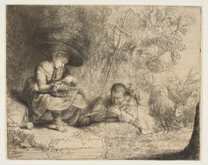 Il suonatore di flauto, 1642 da Rembrandt van Rijn