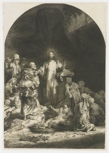 La stampa dei cento fiorini: il pezzo centrale con Cristo che predica, la lastra arcuata da Rembrandt van Rijn