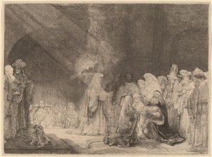 La presentazione al tempio: stampa oblonga da Rembrandt van Rijn
