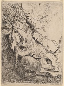 La piccola caccia al leone (con un leone) da Rembrandt van Rijn