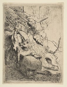 La piccola caccia al leone con un leone, ca. 1629 da Rembrandt van Rijn