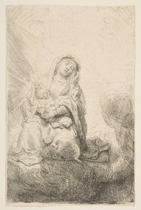 La Vergine e il Bambino tra le nuvole, 1641 da Rembrandt van Rijn
