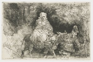 La fuga in Egitto attraversando un ruscello da Rembrandt van Rijn
