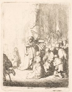 La presentazione al tempio (con l’angelo): piccola tavola da Rembrandt van Rijn