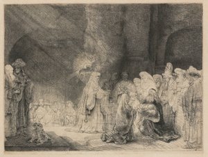 Presentazione al tempio: stampa oblonga da Rembrandt van Rijn