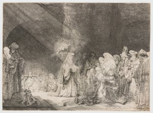 La presentazione al tempio: stampa oblungo da Rembrandt van Rijn