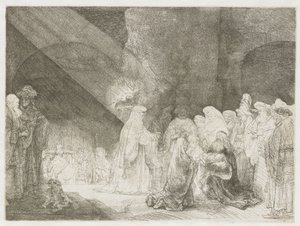 La presentazione al tempio: stampa di forma oblunga da Rembrandt van Rijn