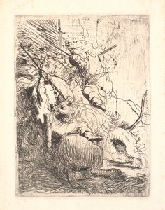 La piccola caccia al leone (con un leone) da Rembrandt van Rijn