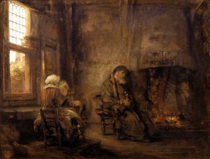 Tobia e Anna in attesa del ritorno del figlio, 1659 da Rembrandt van Rijn