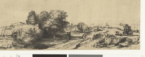 Veduta del Diemerdijk con un lattaio e cottage da Rembrandt van Rijn