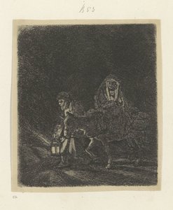 Fuga in Egitto: scena notturna da Rembrandt van Rijn