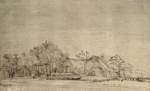 Paesaggio invernale con cottage tra gli alberi, c.1650 da Rembrandt van Rijn