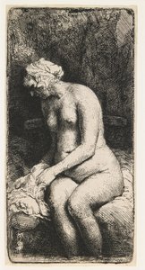 Donna che si lava i piedi in un ruscello da Rembrandt van Rijn
