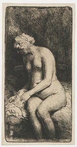 Donna che si lava i piedi in un ruscello da Rembrandt van Rijn