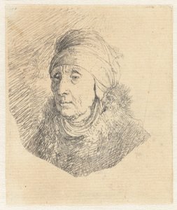 Donna con un copricapo alto avvolto intorno al mento: busto da Rembrandt van Rijn