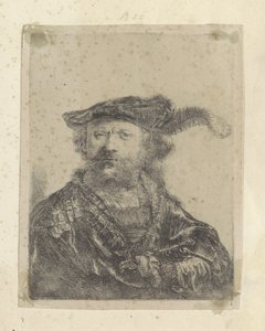 Autoritratto con berretto di velluto piumato da Rembrandt van Rijn