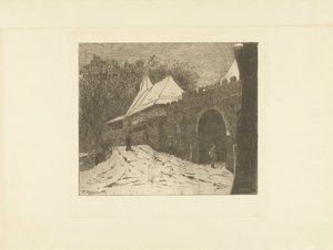 Veduta della città con la Koppelpoort ad Amersfoort