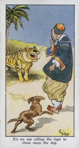 È inutile chiamare la tigre per scacciare il cane (litografia a colori)