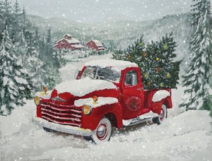 Natale con il camioncino rosso innevato da Renate Holzner