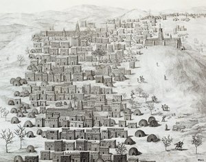 Veduta della città di Timbuctù, Mali, incisione da Viaggi attraverso l