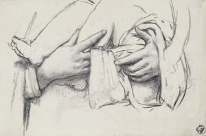 Studio della mano per Nostra Signora di Morienval in Oise, Francia (dettaglio) da René François Xavier Prinet