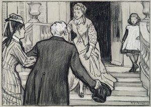 La visita, illustrazione da La Jeune Fille Bien Élevée di René Boylesve da René François Xavier Prinet