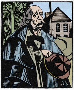Ritratto di Gustave Flaubert. Incisione su legno di Hermann-Paul per il libro di Louis Bertrand 