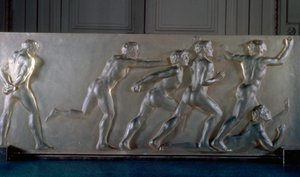 Pannello di atleti in vetro da Rene Jules Lalique