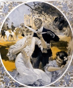 Giochi da giardino: preparazione di un gioco di rete di hake, inizio del secolo. Illustrazione di Rene Lelong da Rene Lelong