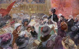 Incontro delle suffragette durante una campagna elettorale