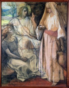 Cristo nella casa di Marta e Maria, 1924 (pastello su carta) da Rene Marie Castaing