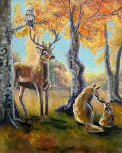 Fauna selvatica della foresta autunnale da Renee Machan Cottagecore Artist