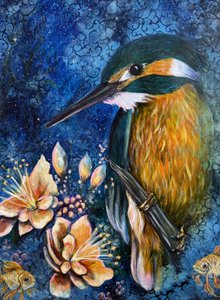 La fioritura mistica del martin pescatore da Renee Machan Cottagecore Artist