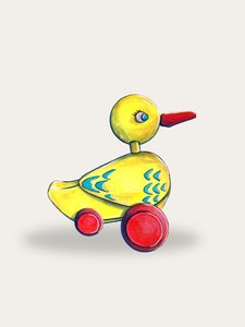 Giocherello a forma di papera gialla
