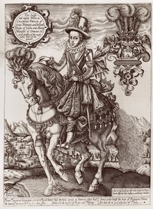 Carlo I come Principe di Galles a cavallo, da 