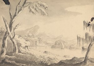 Paesaggio con castello sulla riva del fiume da Rev. William Gilpin