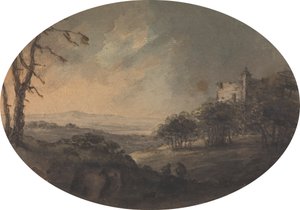 Paesaggio con Due Uomini su una Collina e un Castello in Lontananza da Rev. William Gilpin