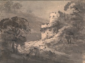 Paesaggio con un castello in rovina a destra da Rev. William Gilpin