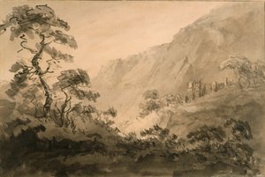 Paesaggio montuoso con rovina