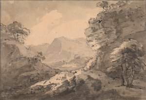 Paesaggio Montuoso con Rupe Rocciosa a Destra